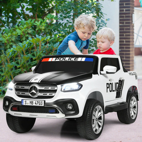Licensed Mercedes Benz X Class 2-Seater Kids Ride On Police Car with Trunk - 12V RC Toy