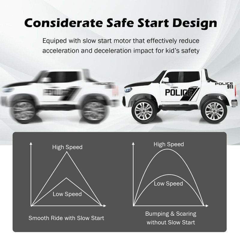 Licensed Mercedes Benz X Class 2-Seater Kids Ride On Police Car with Trunk - 12V RC Toy