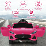 Licensed Pink Maserati GranCabrio 12V Ride On Car with Remote Control and Lights for Kids