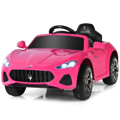 Licensed Pink Maserati GranCabrio Ride-On Car for Kids with Remote Control and Lights - 12V