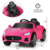 Licensed Pink Maserati GranCabrio Ride-On Car for Kids with Remote Control and Lights - 12V