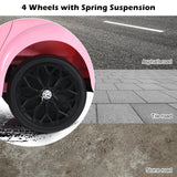 Licensed Pink Volkswagen Beetle Ride-On Car for Kids with Remote Control and Music - 12V