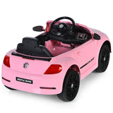 Licensed Pink Volkswagen Beetle Ride-On Car for Kids with Remote Control and Music - 12V
