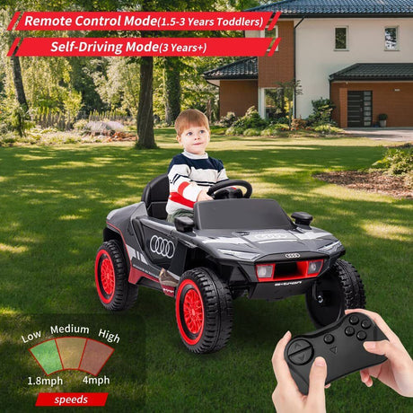 Licensed RS E-trons Racing Car 12V Ride-On with Remote Control for Kids
