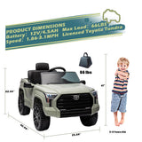 Licensed Toyota Tundra Olive 12V Kids Ride On Pickup Truck with 3 Speeds and Dual Motors