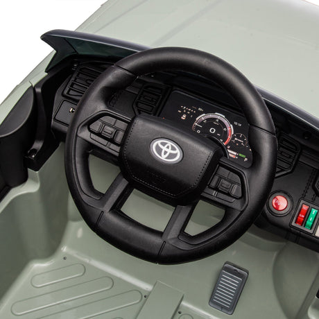 Licensed Toyota Tundra Olive 12V Kids Ride On Pickup Truck with 3 Speeds and Dual Motors