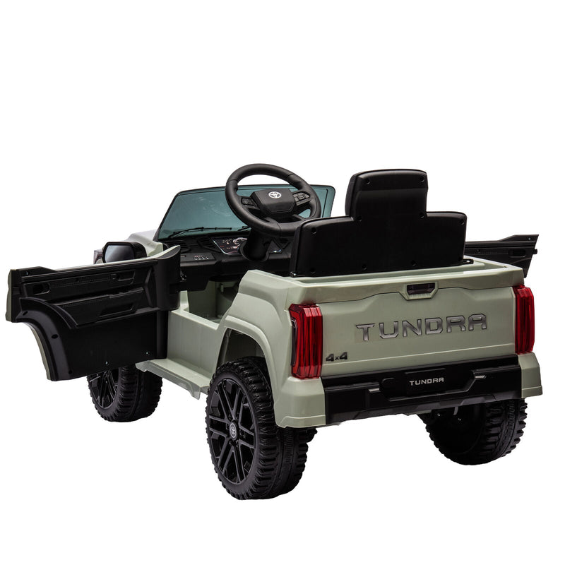 Licensed Toyota Tundra Olive 12V Kids Ride On Pickup Truck with 3 Speeds and Dual Motors