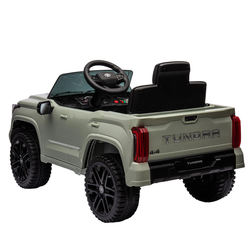 Licensed Toyota Tundra Olive 12V Kids Ride On Pickup Truck with 3 Speeds and Dual Motors