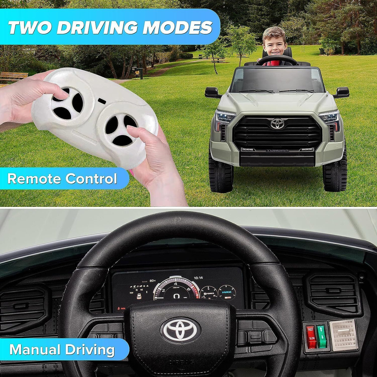 Licensed Toyota Tundra Pickup Electric Car for Kids - 12V 2-Seater Ride On Truck