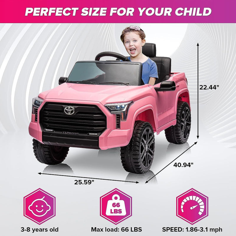 Licensed Toyota Tundra Pickup Electric Car for Kids - 12V 2-Seater Ride On Truck