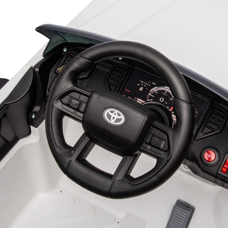 Licensed Toyota Tundra White 12V Kids Ride On Car with 3 Speeds and Dual Motors