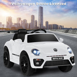 Licensed Volkswagen Beetle 12V Ride On Car for Kids with Music & Remote Control - White