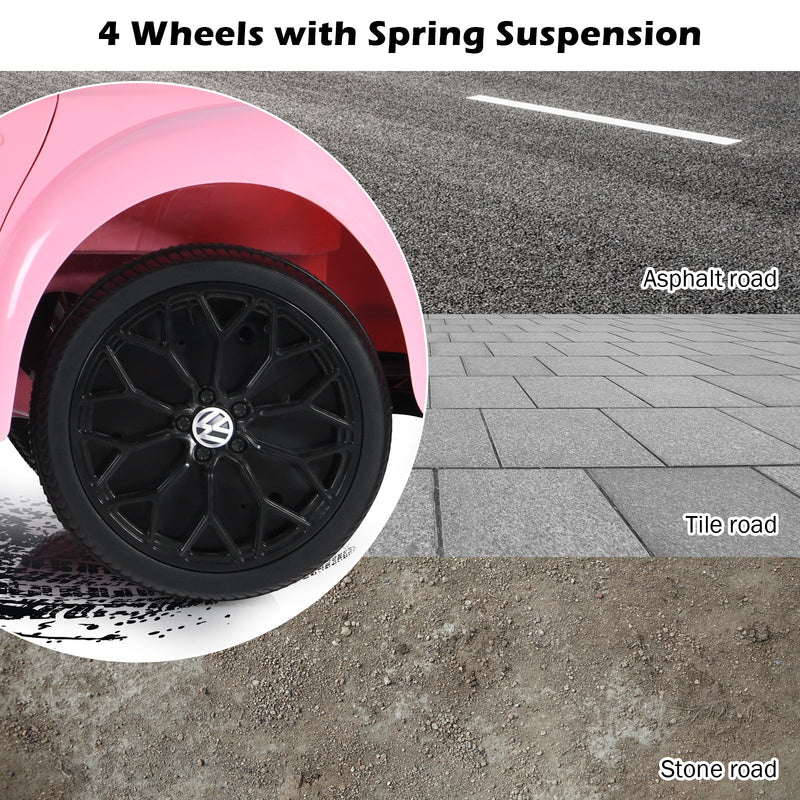 Licensed Volkswagen Beetle 12V Ride On Car with Remote Control and Music for Kids