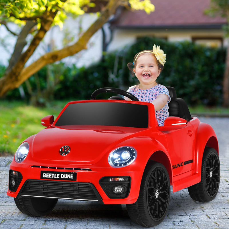Licensed Volkswagen Beetle 12V Ride On Car with Remote Control and Music for Kids