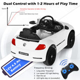 Licensed Volkswagen Beetle 12V Ride On Car with Remote Control and Music for Kids