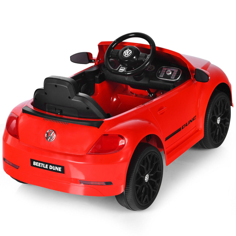 Licensed Volkswagen Beetle 12V Ride-On Car with Remote Control and Music - Red