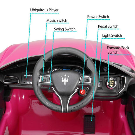 Light Pink Maserati Electric Ride-On Car for Kids with Remote Control