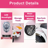 Light Pink Motorcycle Toy Trunk with Key Switch - Perfect for Boys & Girls