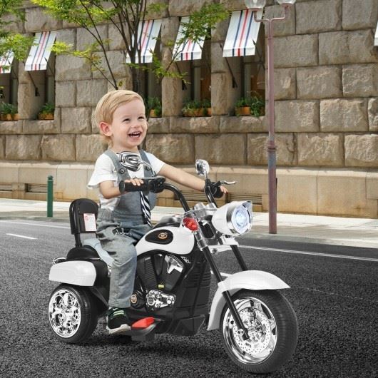 Long-Lasting 6V White Children's Motorcycle for Endless Fun