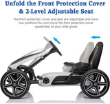 LUCKYERMORE Kids Pedal Go Kart Benz Racer Quad with Adjustable Seat for Outdoor Fun