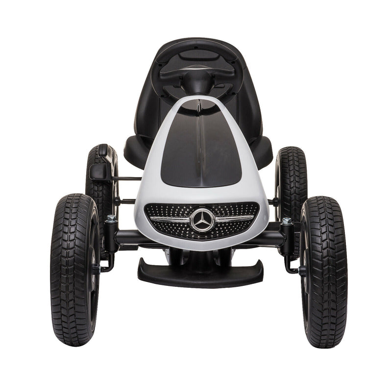 LUCKYERMORE Kids Pedal Go Kart Benz Racer Quad with Adjustable Seat for Outdoor Fun