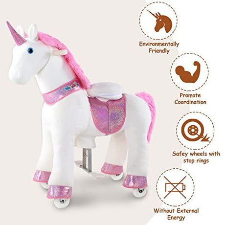 Magical Pink Unicorn Ride-On Toy for Kids Ages 4-9
