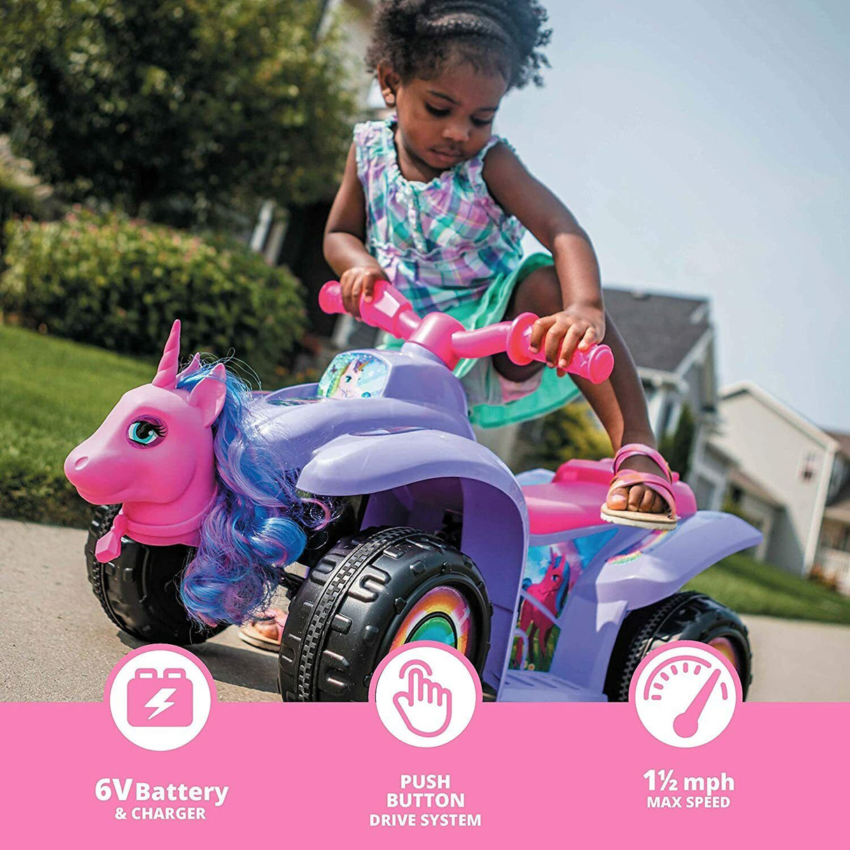 Magical Unicorn Quad for Toddlers, 6V Battery Powered, Ideal for Ages 1.5-3, Purple