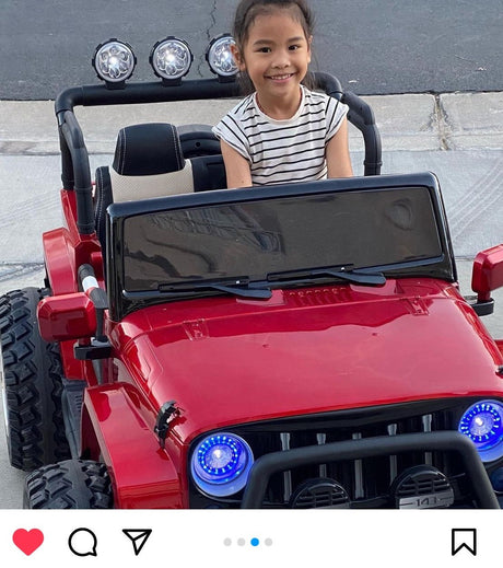 2 Seater 24 Volt 4x4 Electric Ride On Jeep Style Rubber Tires Fully Loaded Truck ATV UTV For Kids W/Magic Cars® Wireless Parental Control MagicCars