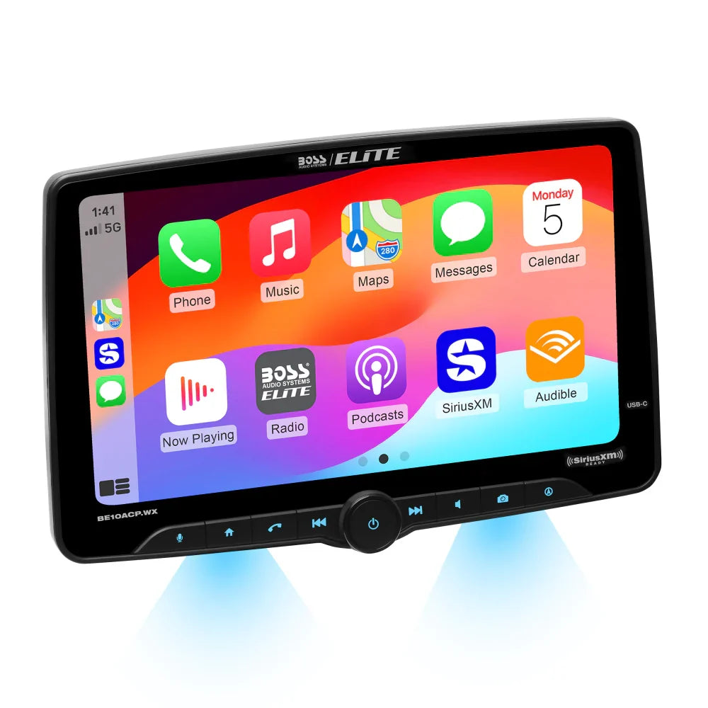 Boss Elite BE10ACP.WX 10.1" Single DIN Digital Multimedia Receiver w/ Bluetooth, Wireless Apple CarPlay and Android Auto (SiriusXM Ready) Boss Elite