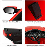 Maserati Licensed Kids Ride-On Car with RC Remote Control, LED Lights, and MP3 Player - Red