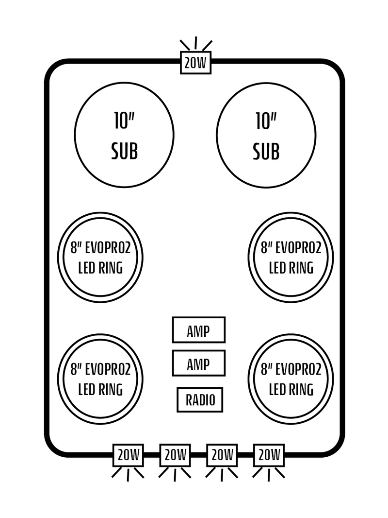 2021+ Can-Am Commander MAX / 2019+ Maverick Sport MAX Stereo Tops (4-Seat)