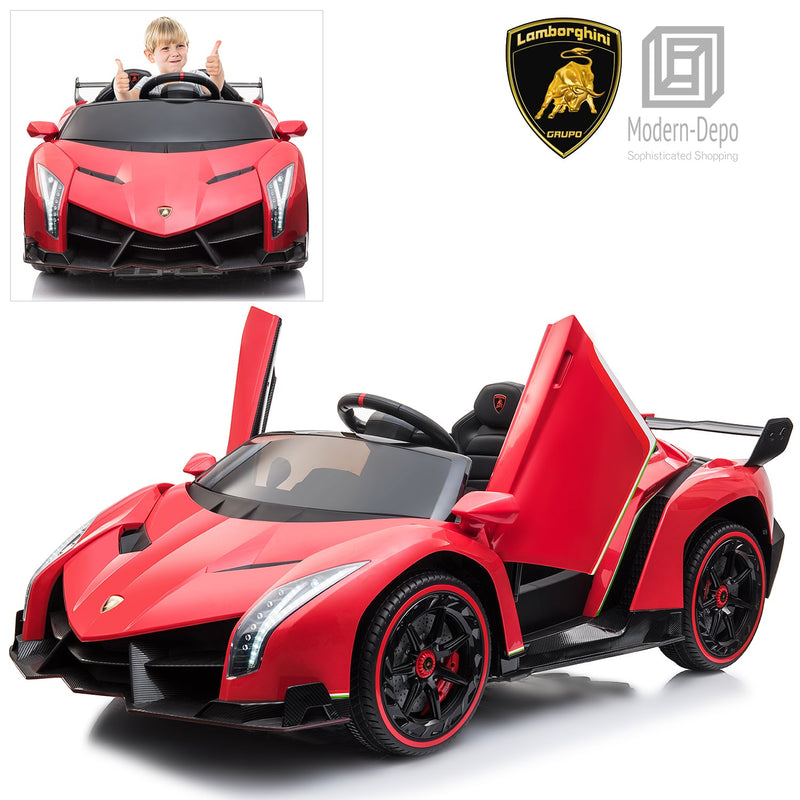 12V Electric Lamborghini Veneno Ride-On Car with Remote Control, Music, and Lights