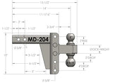 Bulletproof Medium Duty 4” Drop/Rise Hitch 2" Box Steel Shank