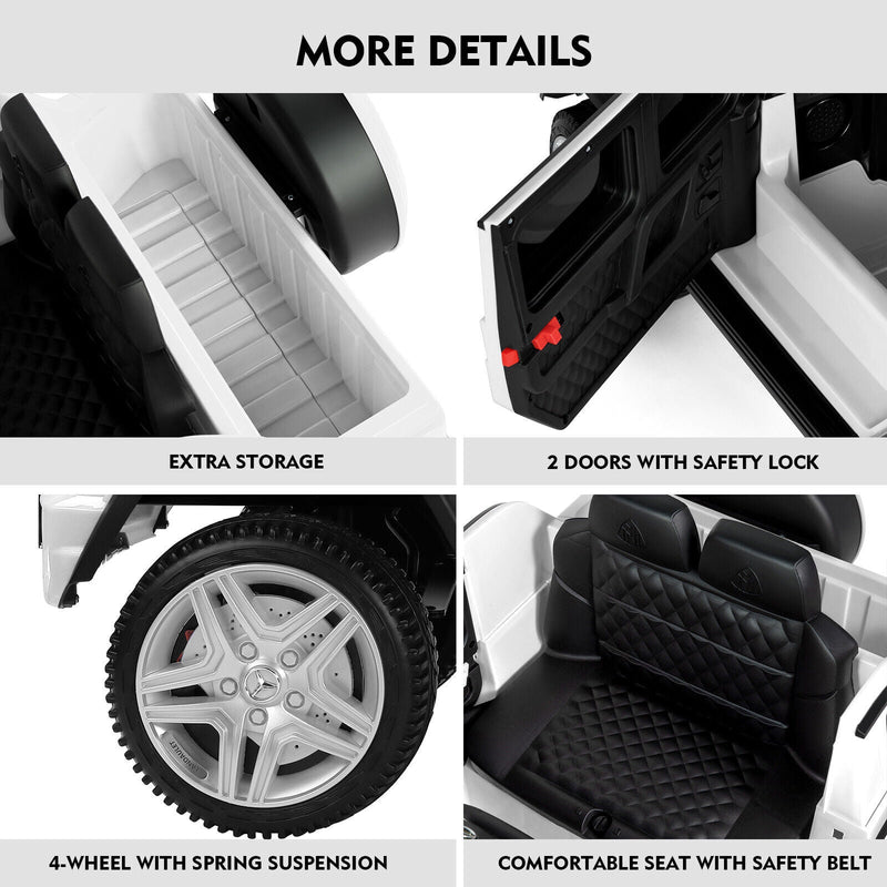 Mercedes-Benz 12V Kids Ride On Car with Music, LED Lights, Bluetooth, and Remote Control