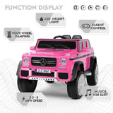 Mercedes-Benz G Wagon 12V Electric Kids Pink Ride On Car with LED Lights, Music, and Remote Control - Pink