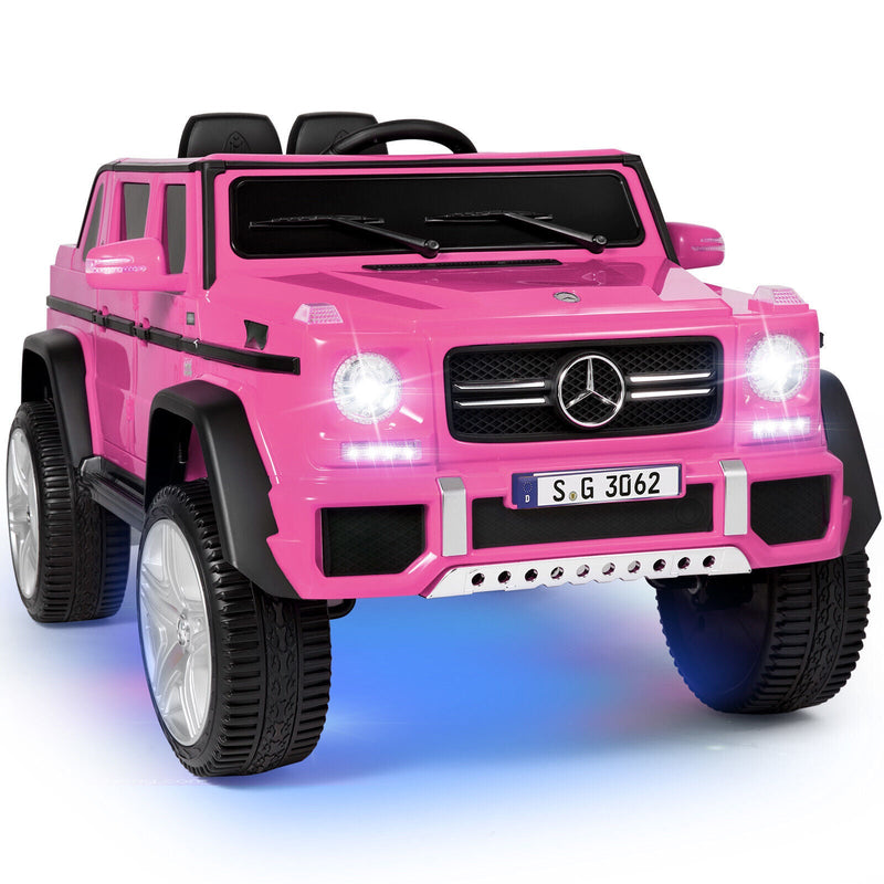 Mercedes-Benz G Wagon 12V Electric Kids Pink Ride On Car with LED Lights, Music, and Remote Control - Pink