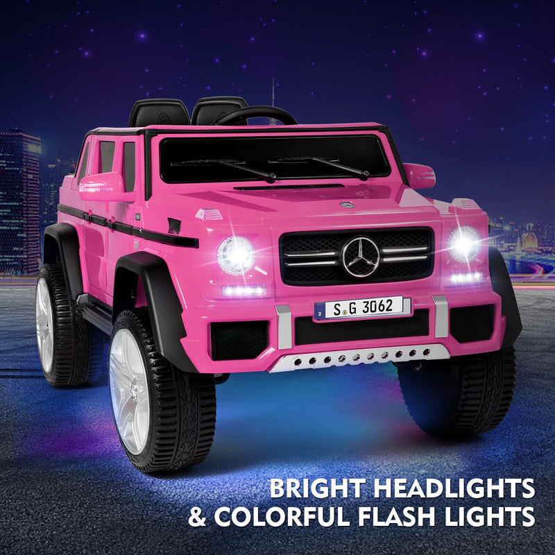 Mercedes-Benz Electric Ride-On Car for Kids with 3 Speeds, LED Lights, and RC Control - Pink