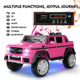 Mercedes-Benz Electric Ride-On Car for Kids with 3 Speeds, LED Lights, and RC Control - Pink