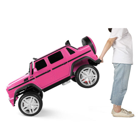 Mercedes-Benz G Wagon 12V Electric Kids Pink Ride On Car with LED Lights, Music, and Remote Control - Pink