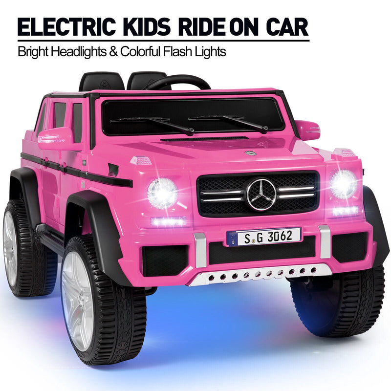 Mercedes-Benz Electric Ride-On Car for Kids with 3 Speeds, LED Lights, and RC Control - Pink