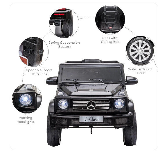 Mercedes Benz G500 12V Battery Kids Ride On Toy with Remote Control, Lights, and Suspension