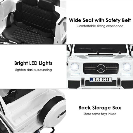 Mercedes-Benz Kids Ride On Car with RC Control and Trunk - 12V White