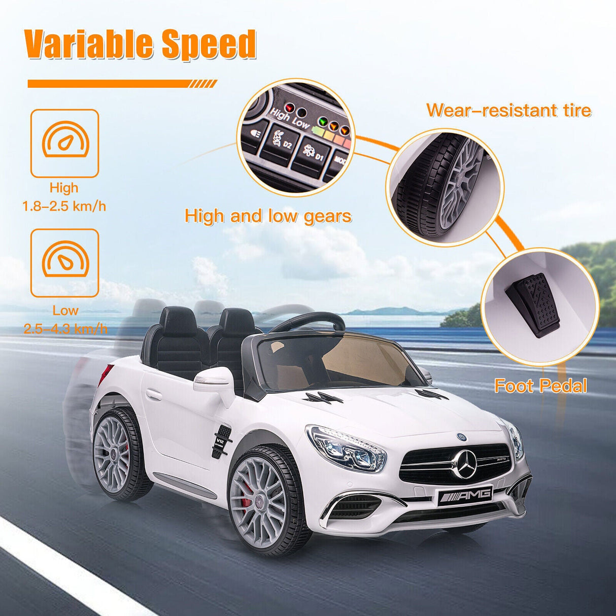 Licensed Mercedes Benz Kids Ride On Car with Remote Control - 12V Electric Battery Powered