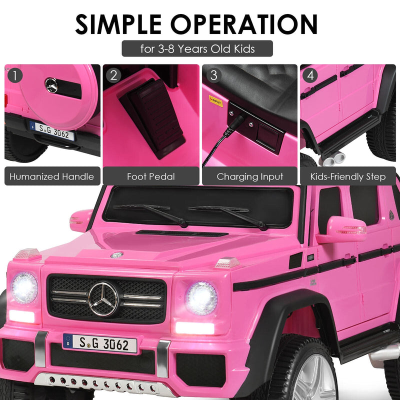 Mercedes-Benz Licensed 12V Pink Ride On Car for Kids with RC Control and Trunk