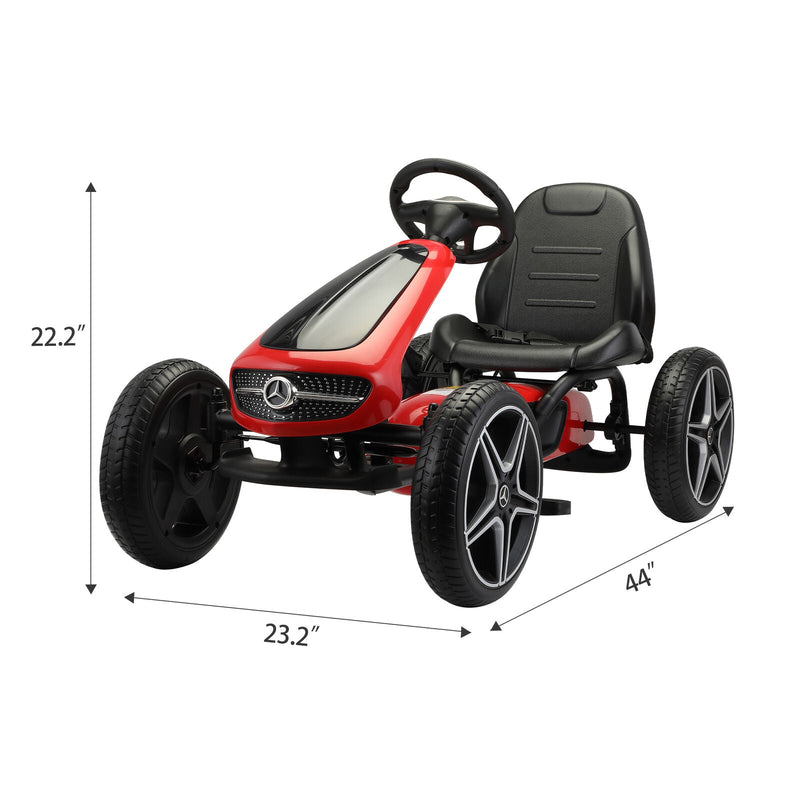 Mercedes Benz Licensed Go Kart for Kids with Horn and Music - Red, Ages 3+