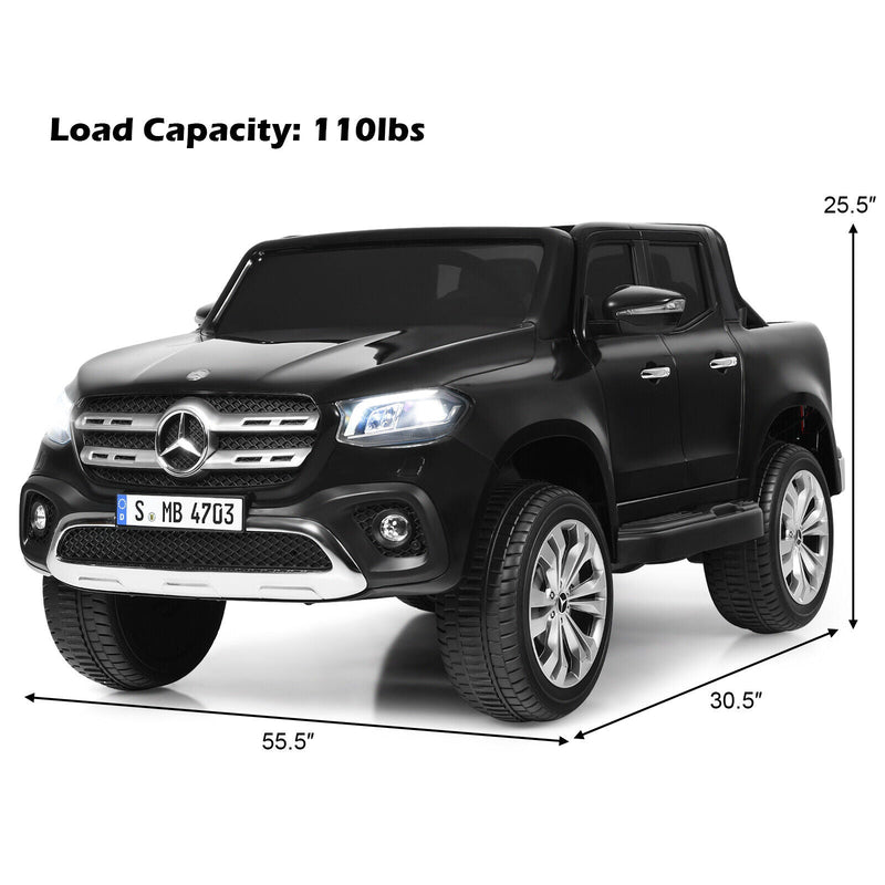 Mercedes Benz Licensed X Class RC 2-Seater 12V Kids Ride On Car with Trunk in Black