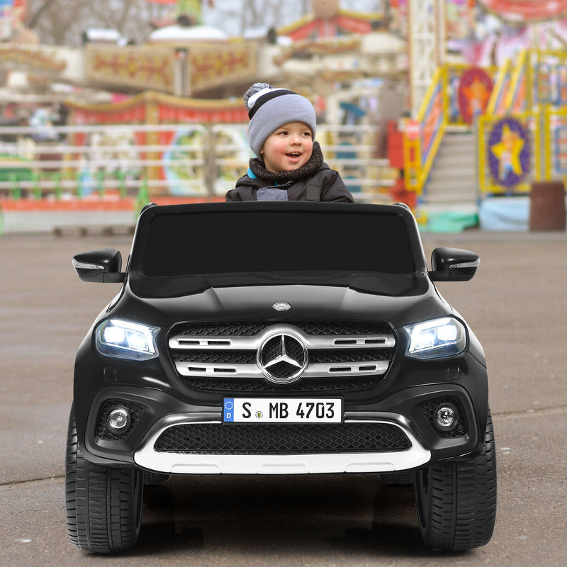 Mercedes Benz Licensed X Class RC 2-Seater 12V Kids Ride On Car with Trunk in Black