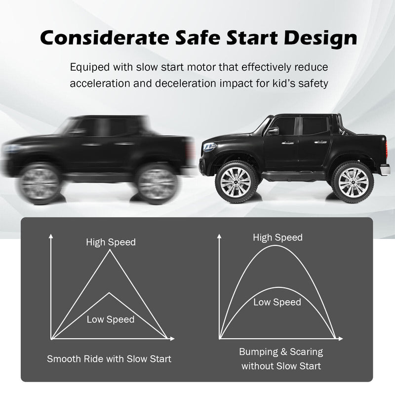 Mercedes Benz Licensed X Class RC 2-Seater 12V Kids Ride On Car with Trunk in Black