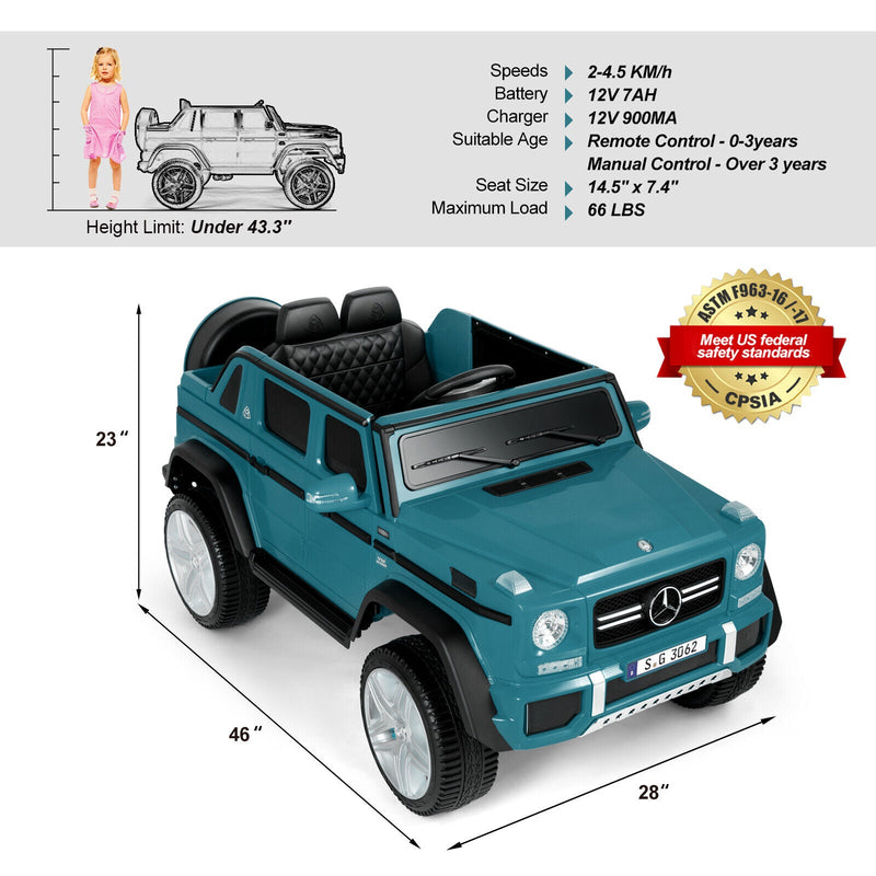 Mercedes-Benz Toy Truck Ride-On Car for Kids with LED Lights, Music, and Remote Control - 12V Blue Battery Powered