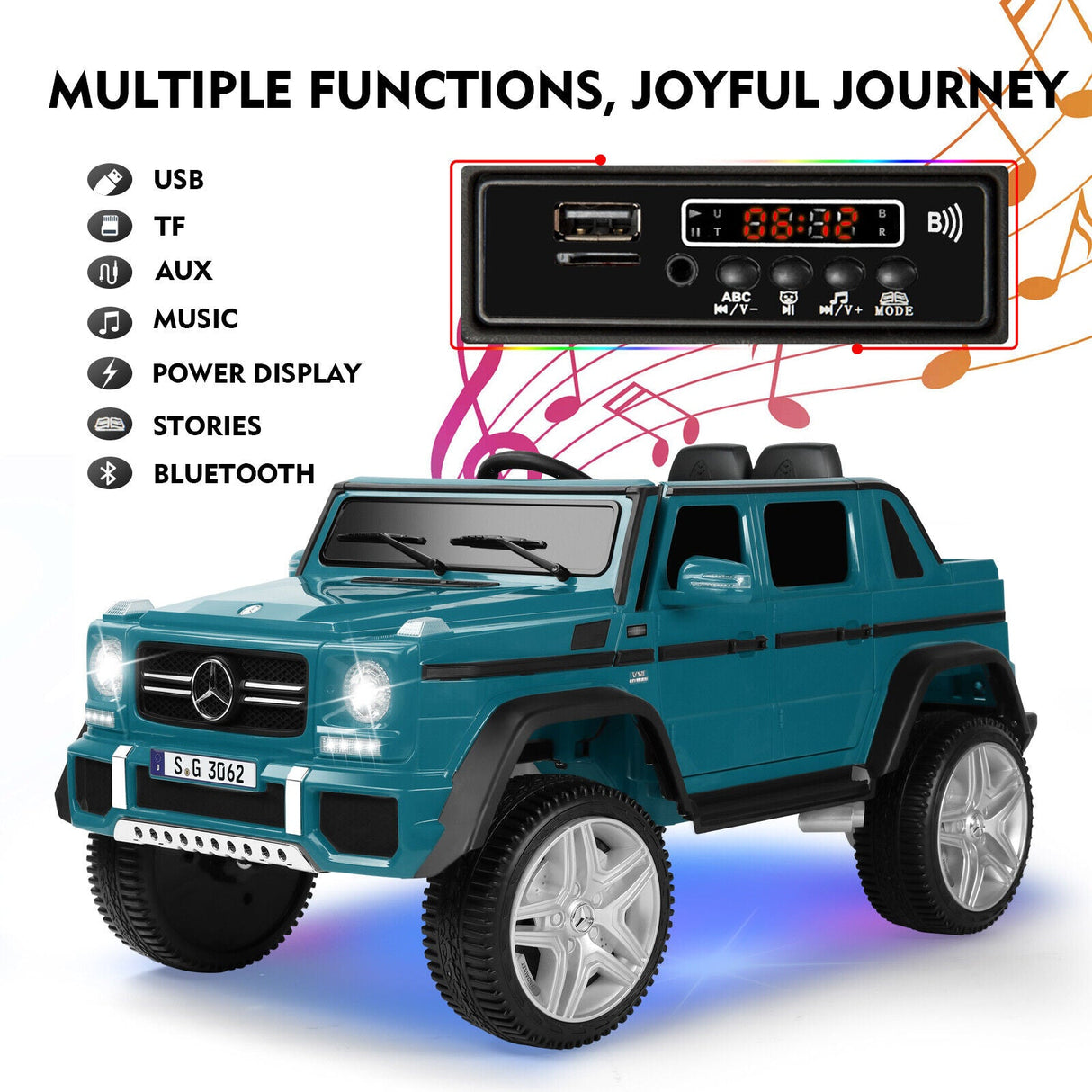 12V Electric Mercedes-Benz Kids Ride On Car with Remote Control, Lights, and Music